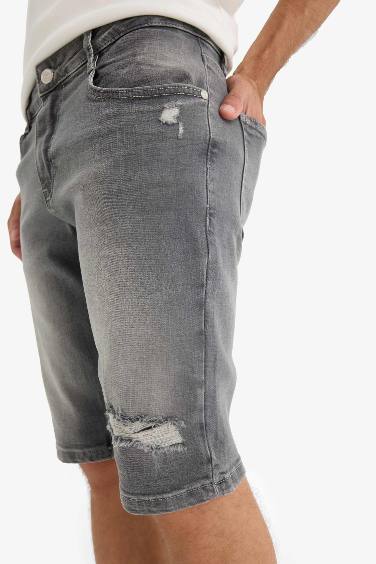 Slim Fit Denim Bermuda Shorts