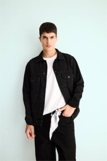 Regular Fit Düğmeli Cepli Denim Ceket