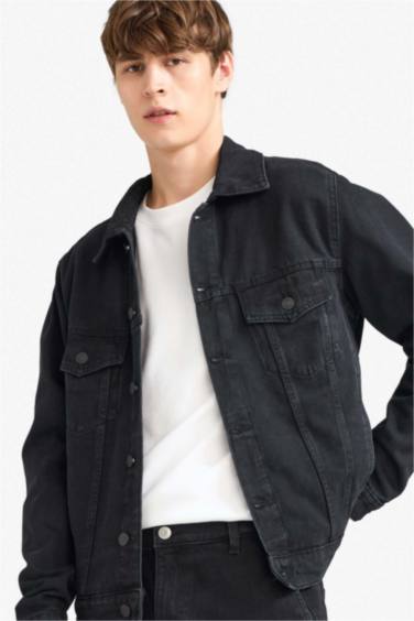 Regular Fit Düğmeli Cepli Denim Ceket