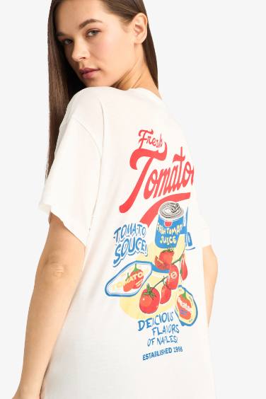 Oversize Fit Crew Neck Printed Short Sleeve T-Shirt