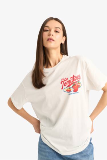 Oversize Fit Crew Neck Printed Short Sleeve T-Shirt