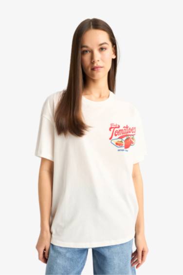 Oversize Fit Crew Neck Printed Short Sleeve T-Shirt