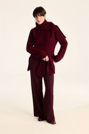 بلوز صوف قصة عادية بنص ياخة مدورة