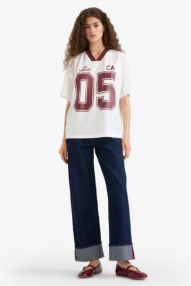 تيشيرت نص ردن اوفر سايز بياخة V