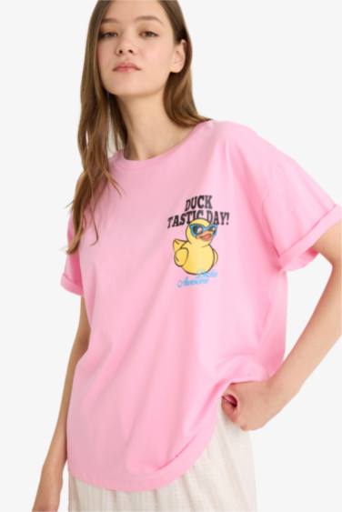 Oversize Fit Crew Neck Photo Printed T-Shirt