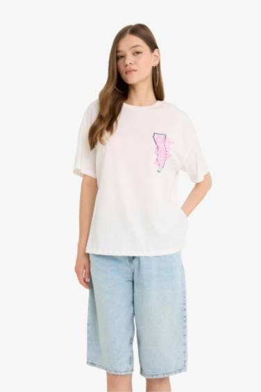 Oversize Fit Crew Neck Printed T-Shirt