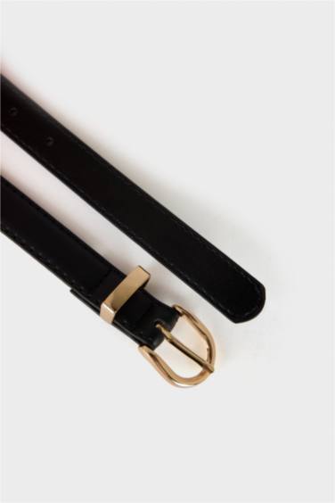 حزام جلد صناعي بمشبك بيضاوي من 3 قطع