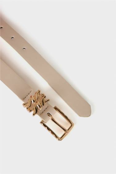 حزام جلد صناعي بمشبك بيضاوي من 3 قطع