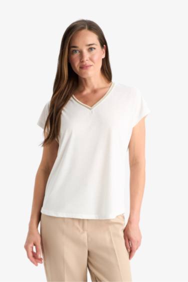 V-Neck Short Sleeve Basic T-Shirt