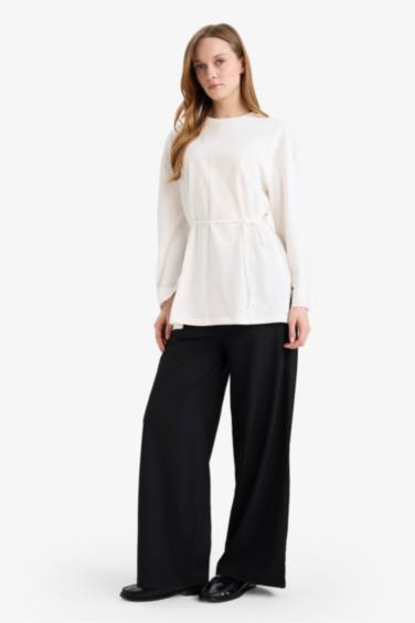 Loose Fit Crew Neck Long Sleeve Tunic