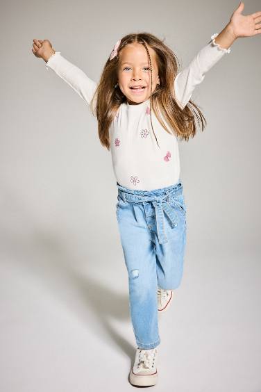 Baby Girl Regular Fit Heart Patterned Long Sleeve T-Shirt