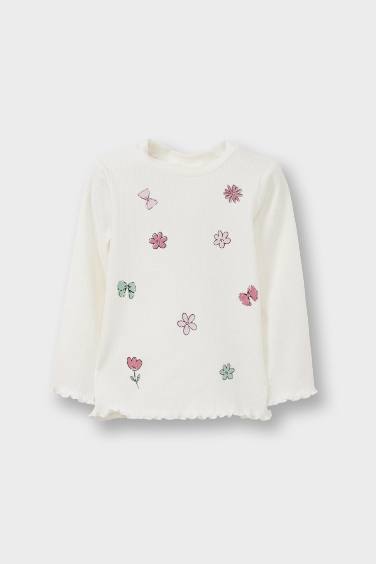 Baby Girl Regular Fit Heart Patterned Long Sleeve T-Shirt