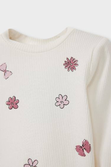 Baby Girl Regular Fit Heart Patterned Long Sleeve T-Shirt