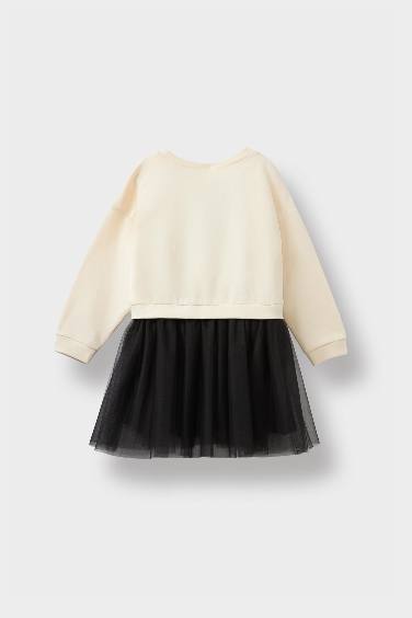 Baby Girl Printed Long Sleeve Tulle Dress