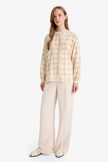 Relax Fit Ekose Desenli Uzun Kollu Tunik