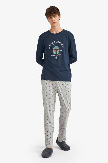 Star Wars-Mandalorian Pijama Takımı Uzun Kollu Üst Uzun Alt