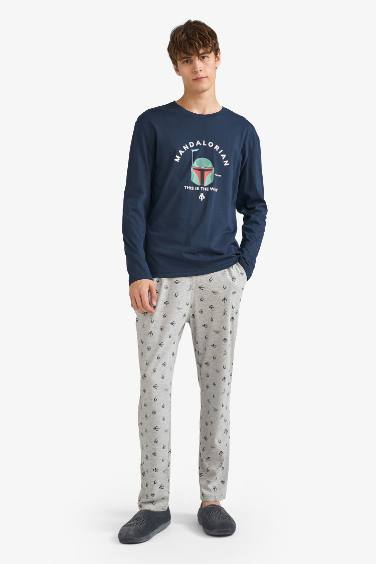 Star Wars-Mandalorian Pijama Takımı Uzun Kollu Üst Uzun Alt