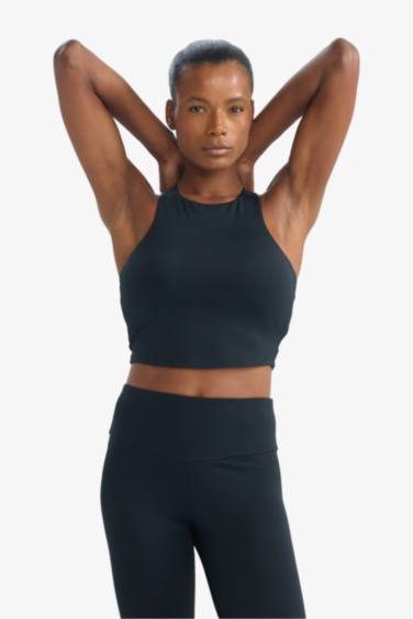 Bisiklet Yaka Pedli İç Göstermez Esnek Kumaş Uzun Sporcu Sütyeni