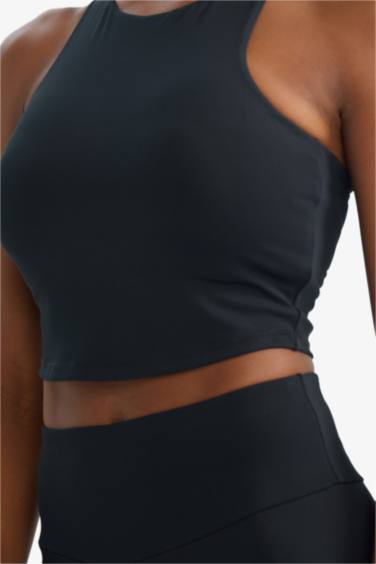 Bisiklet Yaka Pedli İç Göstermez Esnek Kumaş Uzun Sporcu Sütyeni