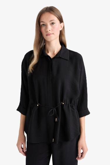 Beli Lastikli Uzun Kollu Gömlek