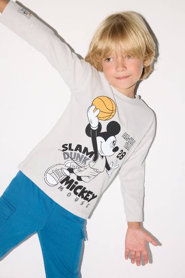 T-shirt Mickey Mouse à manches longues et col rond pour bébé garçon