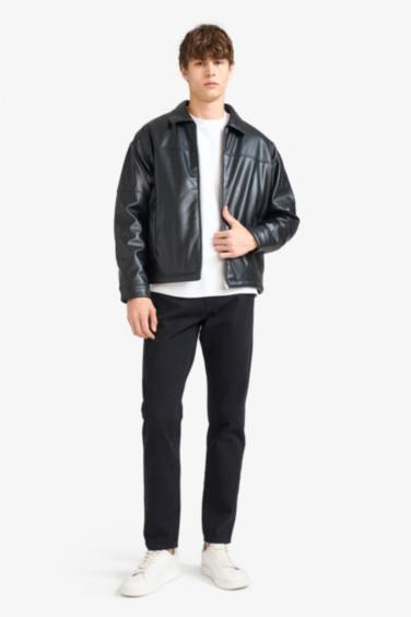 Relax Fit Rahat Kalıp Polo Yaka İç Cepli Mont