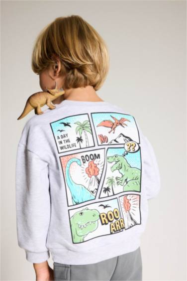 Sweatshirt imprimé dinosaure à col rond pour bébé garçon