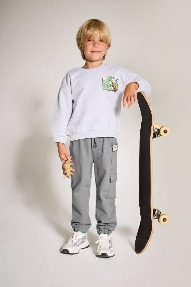 Sweatshirt imprimé dinosaure à col rond pour bébé garçon