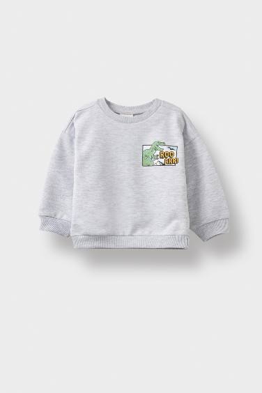 Sweatshirt imprimé dinosaure à col rond pour bébé garçon