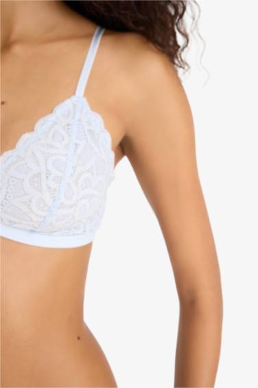 Dantelli Simli Dantel Kapsız Pedsiz Balensiz Triangle Bra-Fall in Love