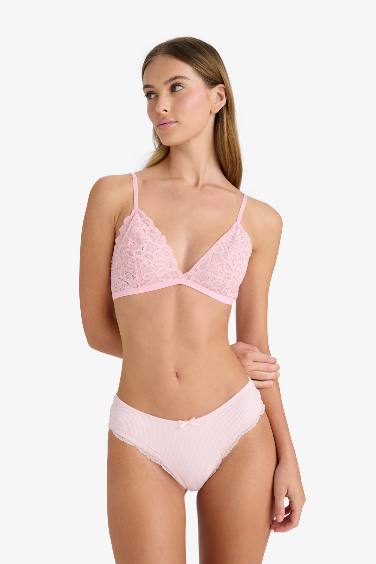 Dantelli Simli Dantel Kapsız Pedsiz Balensiz Triangle Bra-Fall in Love