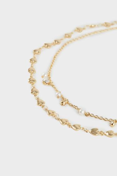 Woman 2 Piece Gold Necklace