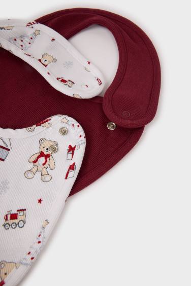 Erkek Bebek Desenli 2'li Pamuklu Mama Önlüğü