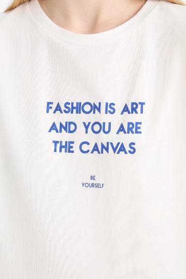 Regular Fit Printed Short Sleeve White T-Shirt