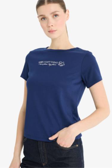 Regular Fit Crew Neck Printed Ribbon T-Shirt