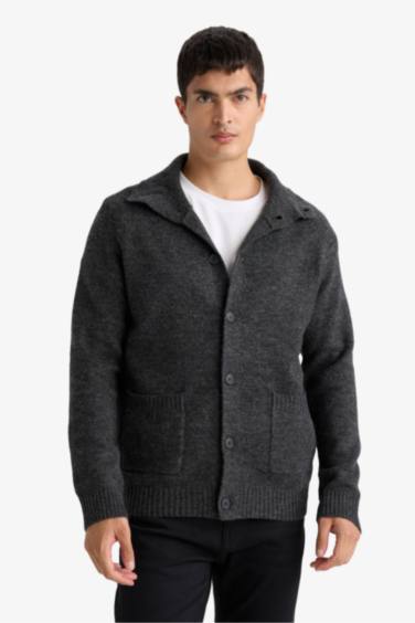 Standard Fit Turtleneck Knitwear Cardigan