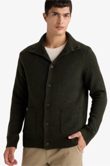 Standard Fit Turtleneck Knitwear Cardigan