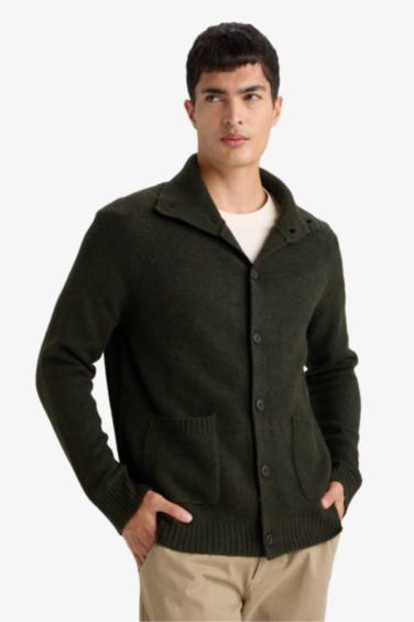 Standard Fit Turtleneck Knitwear Cardigan