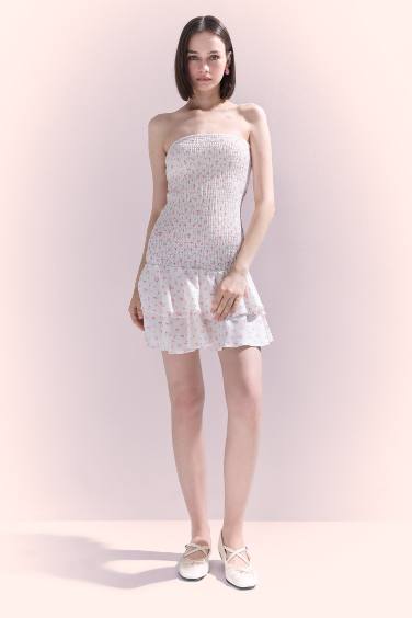 гүлді аспа баусыз жеңсіз Қысқа жеңді тоқылған көйлек