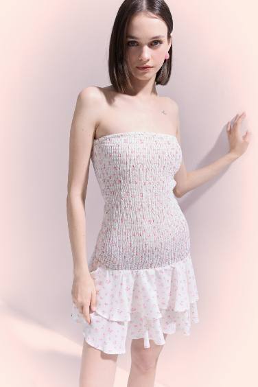 гүлді аспа баусыз жеңсіз Қысқа жеңді тоқылған көйлек