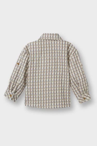 قميص كاروهات بيبي ولادي ردن طويل قصة عادية