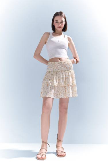 Coool гүлді a сызығы қысқа ұзындық Тоқылған юбка