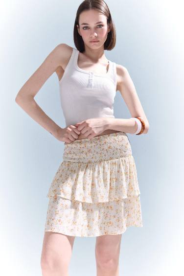 Coool гүлді a сызығы қысқа ұзындық Тоқылған юбка