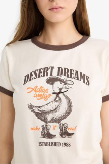 Regular Fit Crew Neck Printed Short Sleeve T-shirt