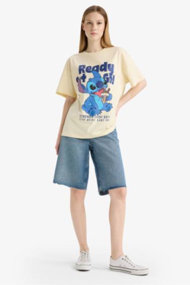 Disney Lilo & Stitch Oversize Wide Pattern Printed T-shirt