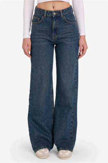 Straight Wide Yüksek Bel Geniş Paça Uzun Jean Pantolon