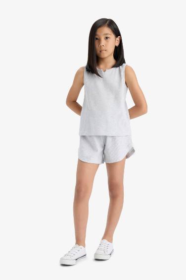 Girl Waffle Sleeveless Top Shorts 2 Piece Set
