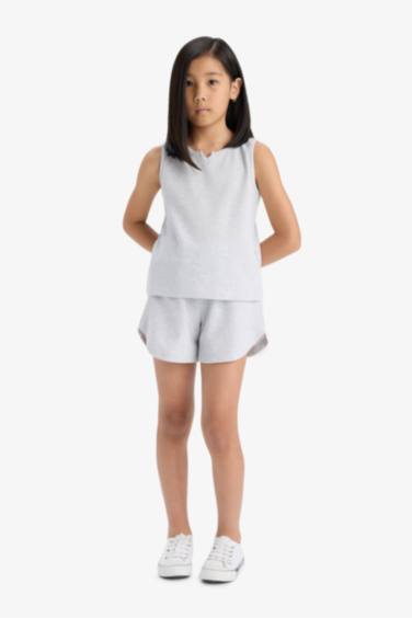 Girl Waffle Sleeveless Top Shorts 2 Piece Set