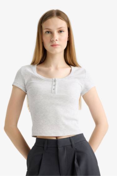 Fitted Round Neck Ribbed Camisole T-Shirt