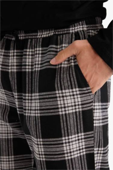 سيت بجامة كاروهات قصة عادية ردن طويل - قطعتين